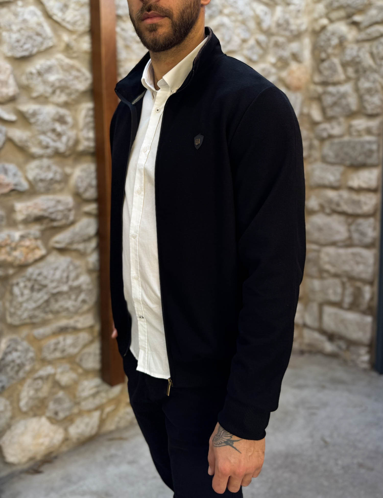 Everbest ανδρική Plus Size μαύρη ζακέτα με ριπ ύφασμα 261038M φωτογραφία